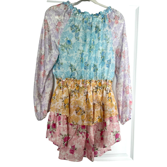 NWT LoveShackFancy popover silk mini dress rainbow cloud Gorgeous Floral Small - Picture 6 of 11